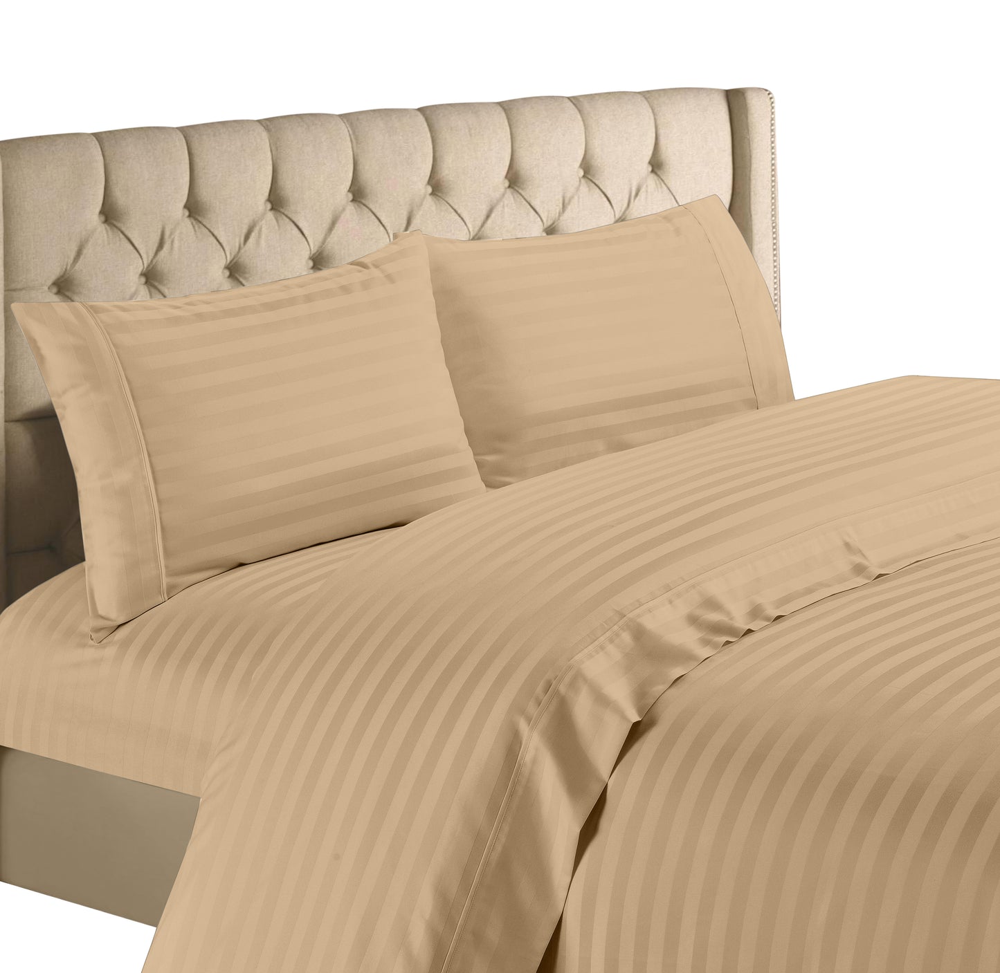 Spring Home 1200 Thread Count Egyptian Cotton Dobby Stripe Sheets – Deep Pocket Jacquard Dot Bed Set