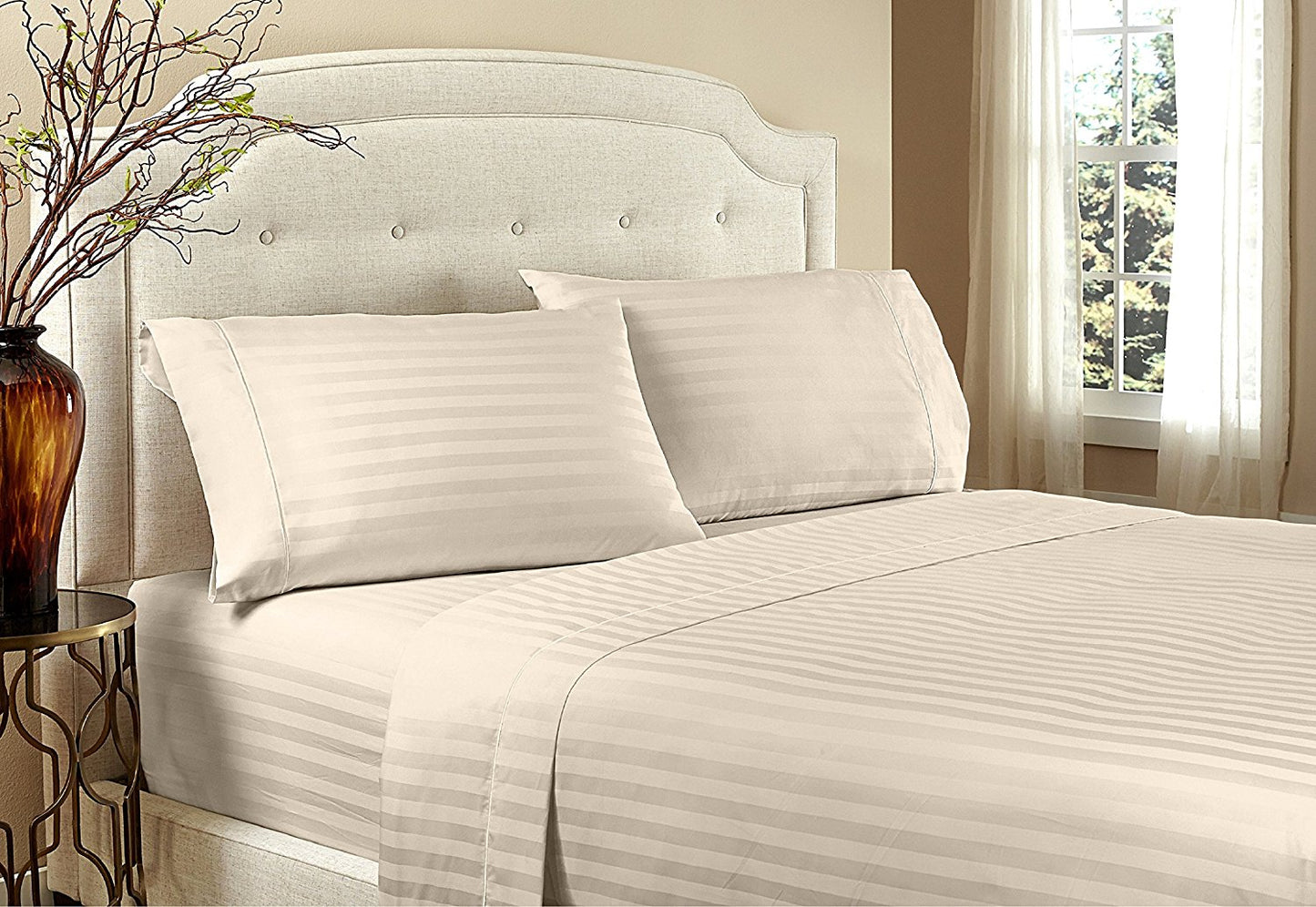 Sábanas a rayas de hotel serie 1800 – Juego de cama de lujo ultrasuave con bolsillos profundos