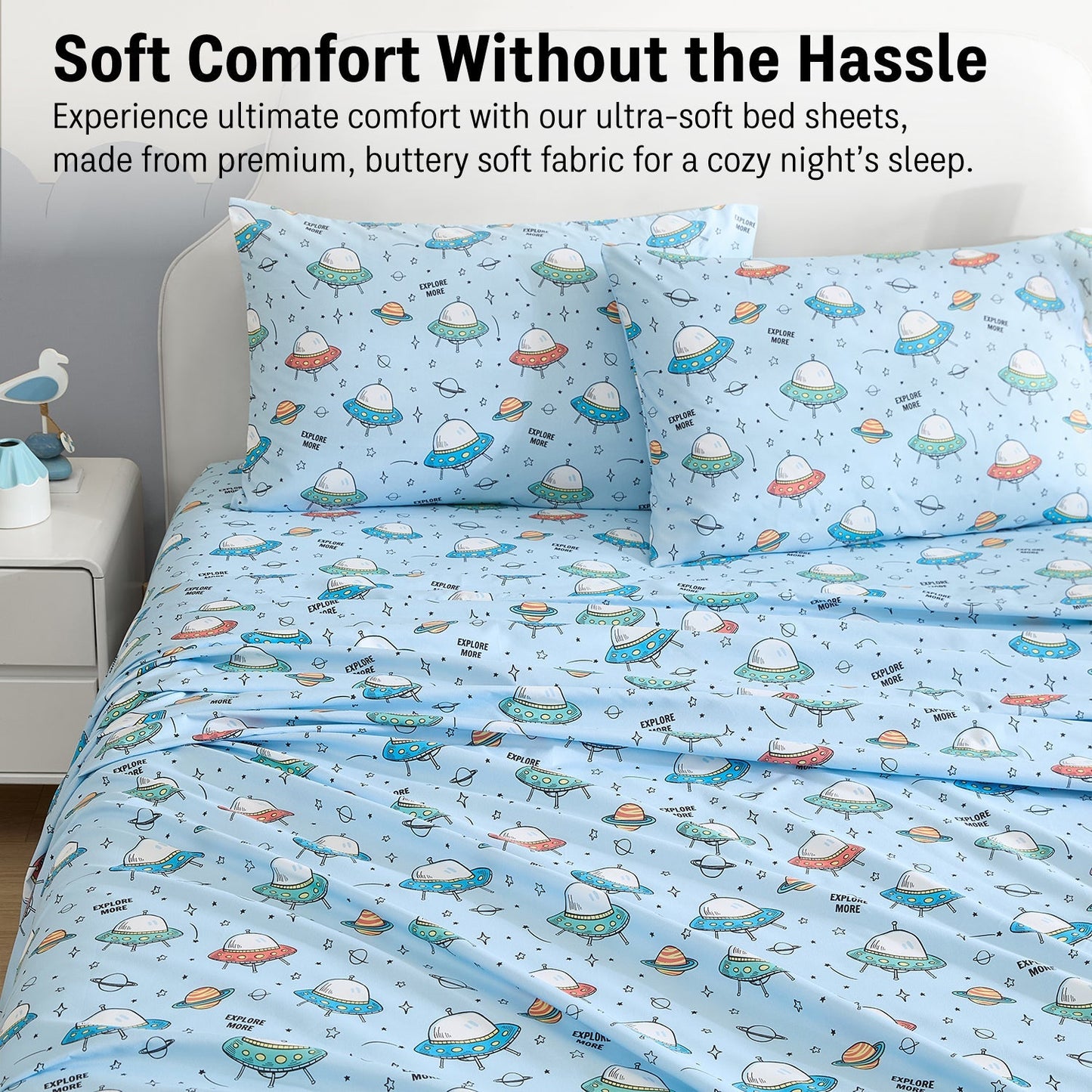 Astronaut Space Man UFO Kids Boys Bed Sheets