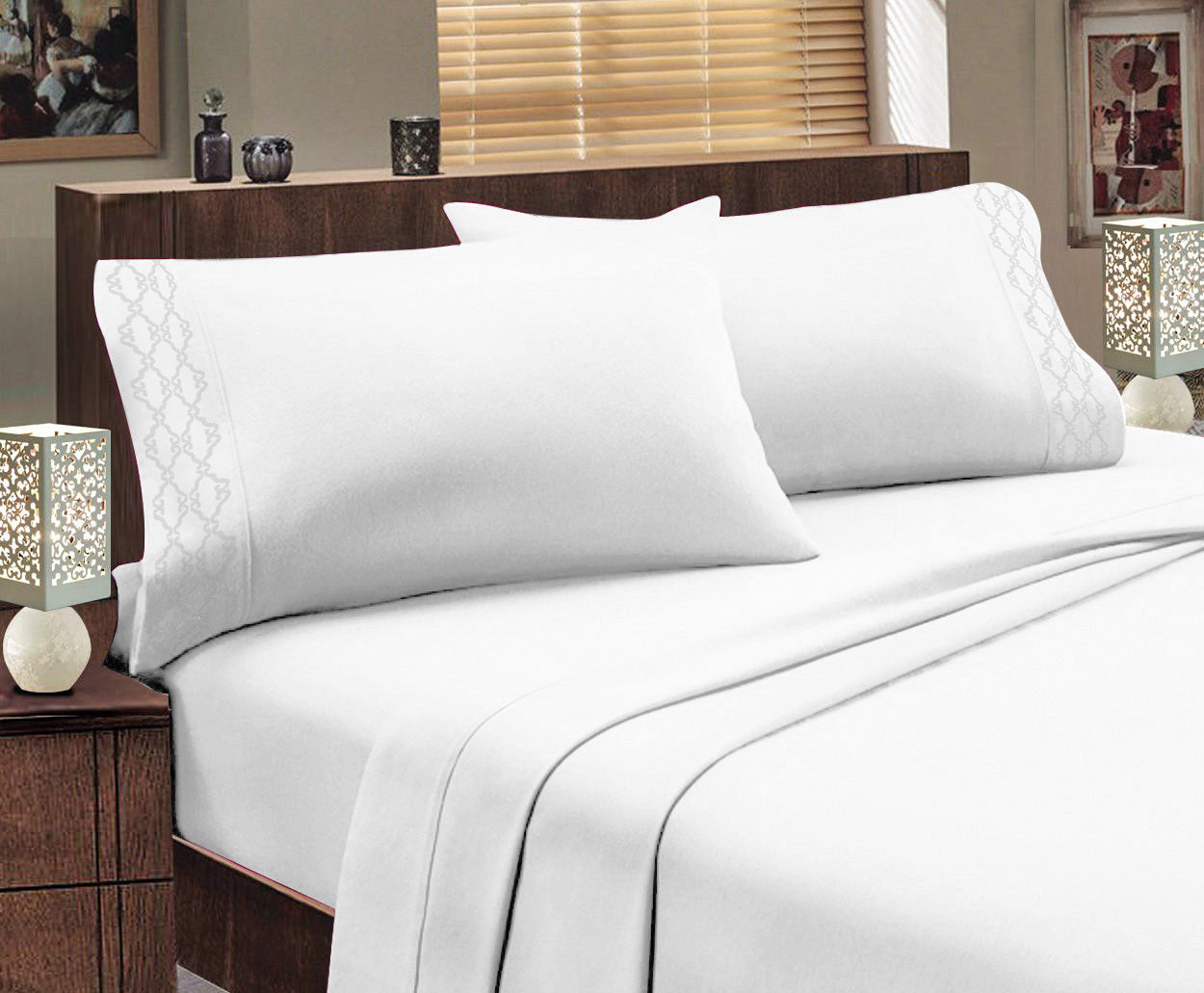 Juego de sábanas bordadas serie 1800 – Bolsillo profundo, ropa de cama de hotel de lujo supersuave