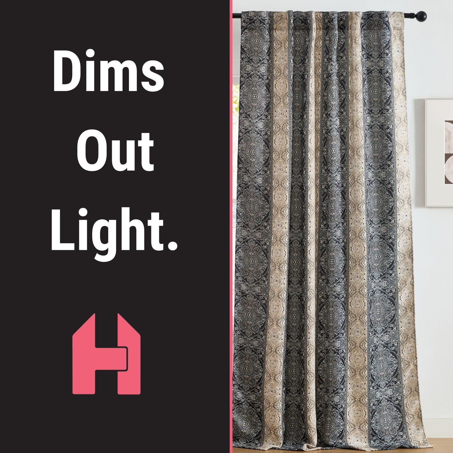William Boho Damask Striped Room Darkening Curtains - Set of 2