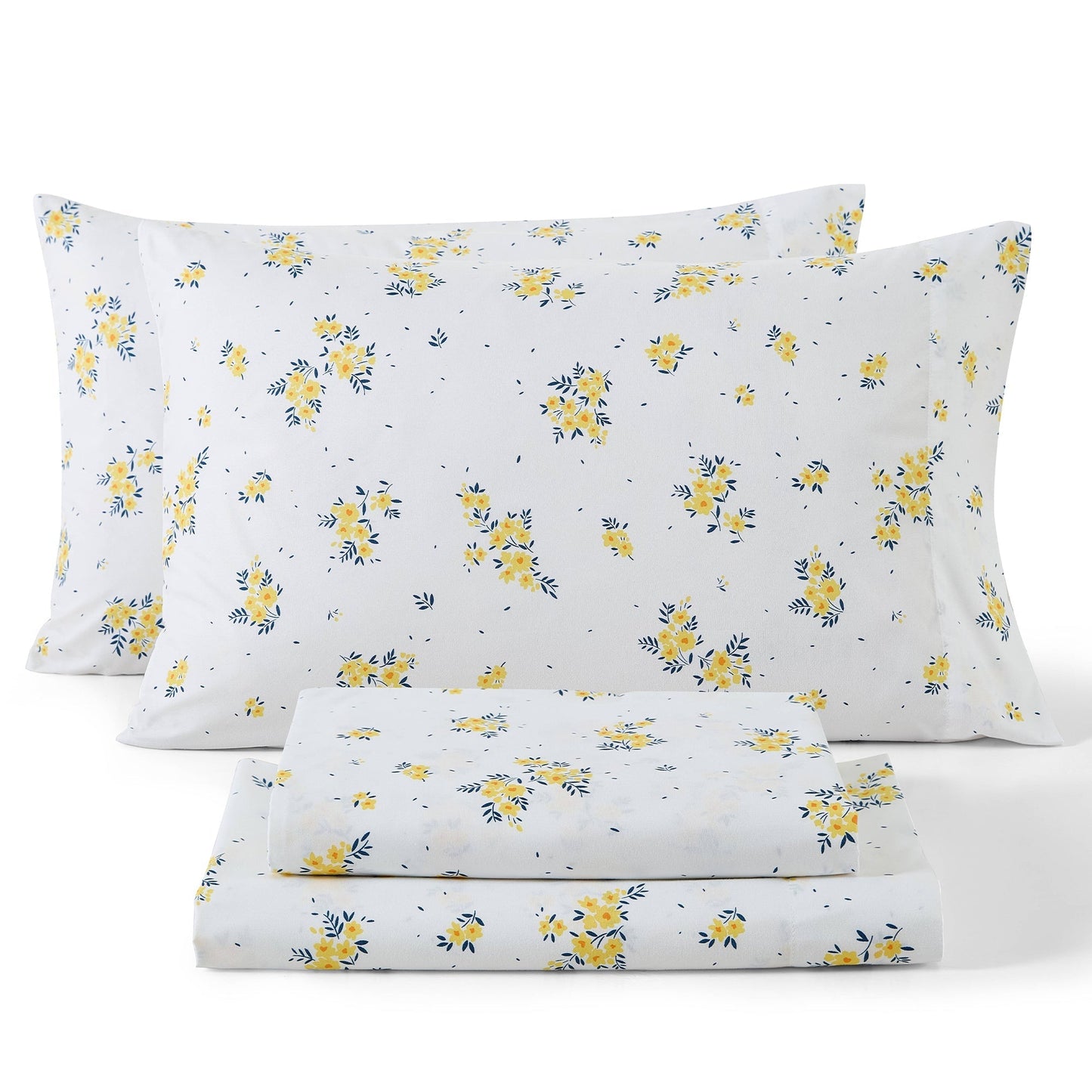 Blue Yellow Floral Bed Sheets