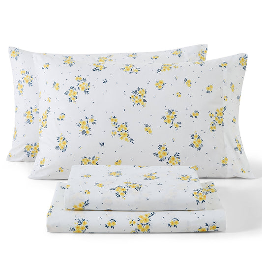 Blue Yellow Floral Bed Sheets