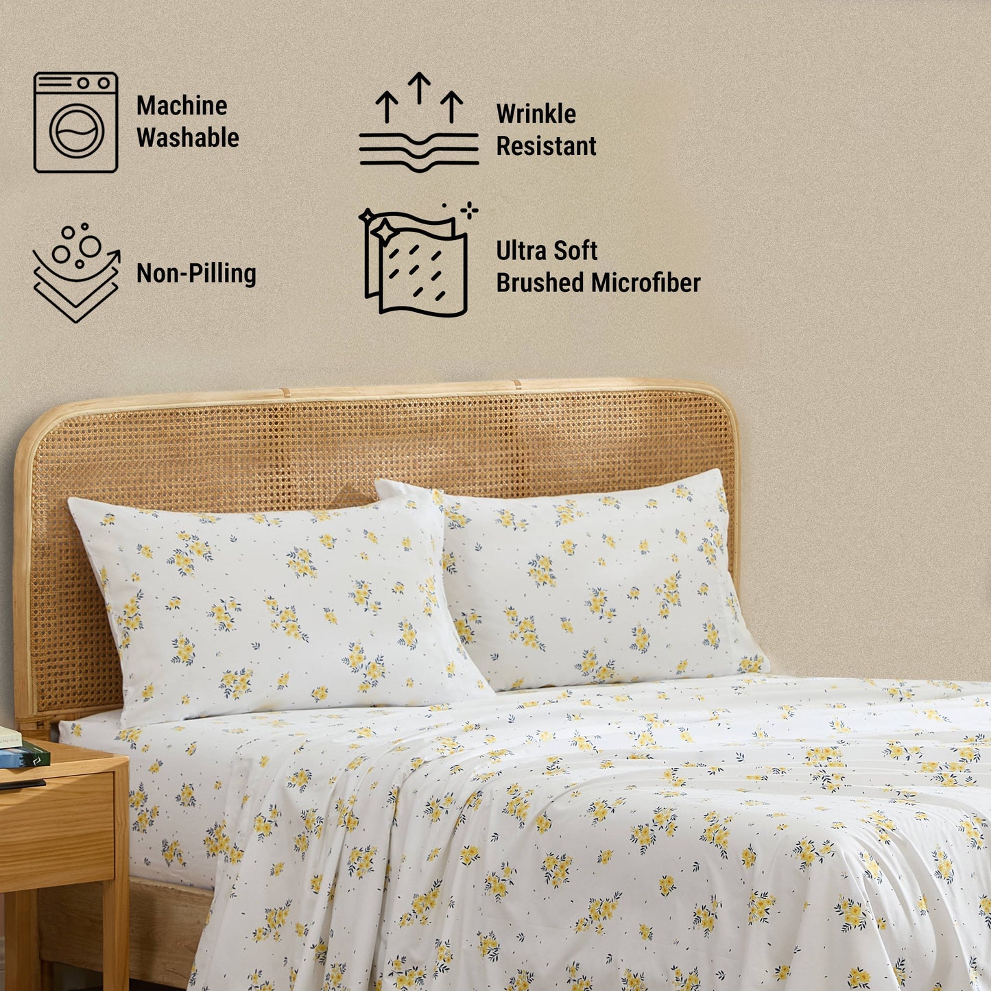 Blue Yellow Floral Bed Sheets