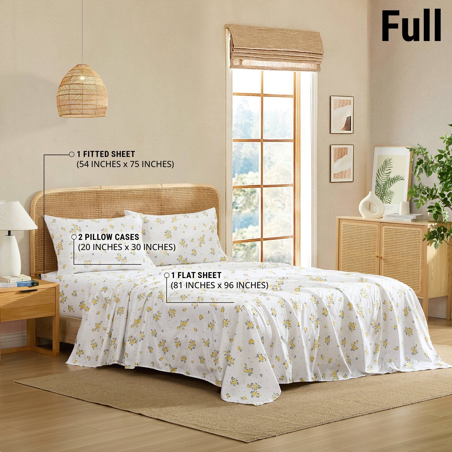 Blue Yellow Floral Bed Sheets