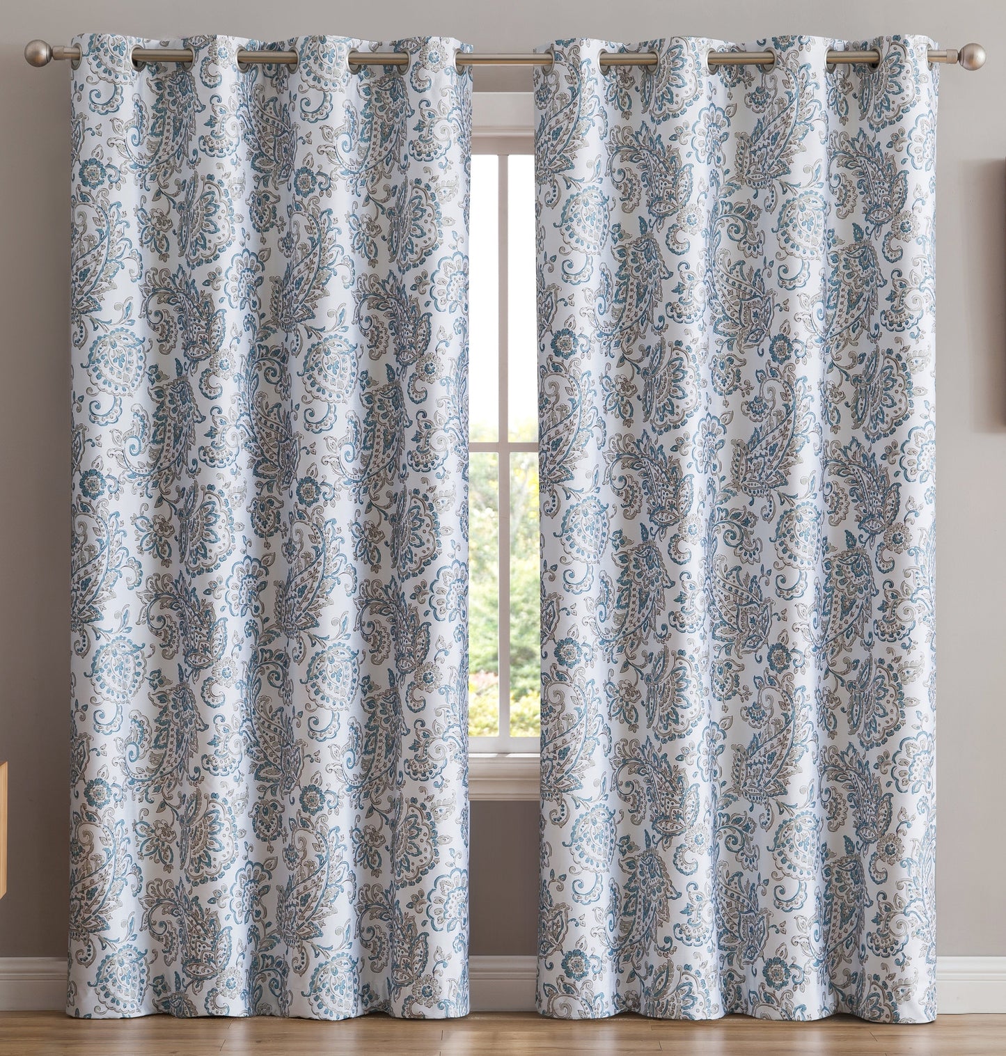 Amalfi Paisley Floral 100% Blackout Grommet Curtain Panels