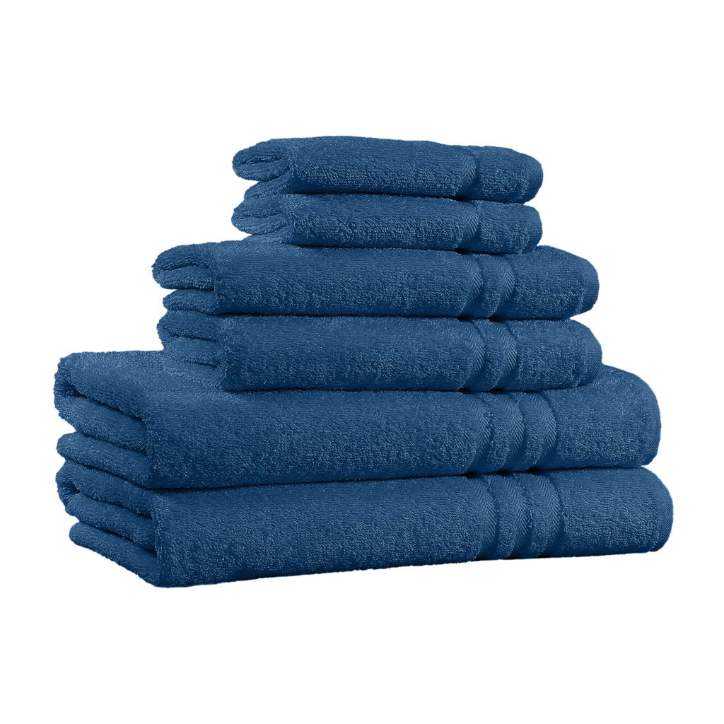 6-Piece 100% Cotton Bath Towel Set - Navy image