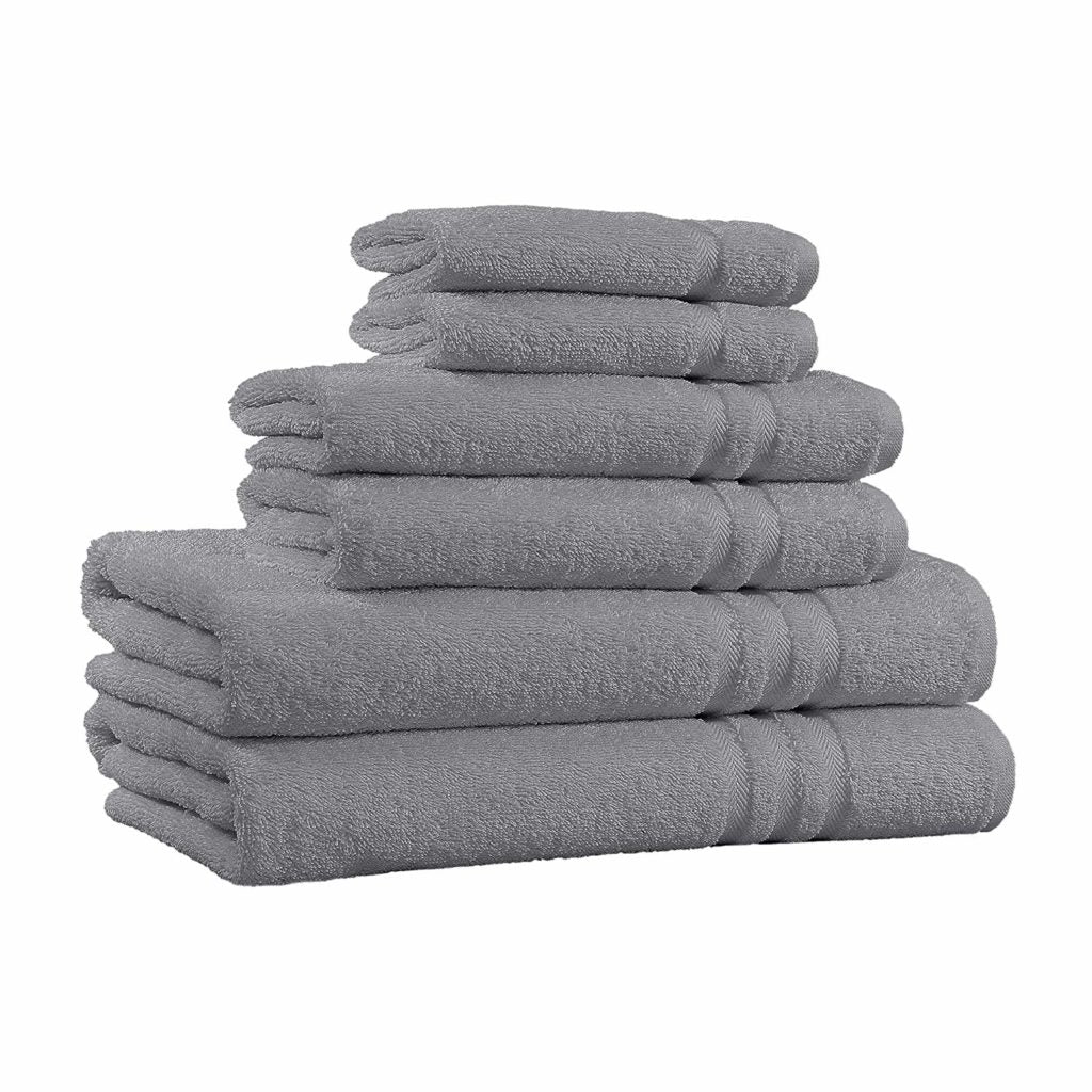 6-Piece 100% Cotton Bath Towel Set - Silver image