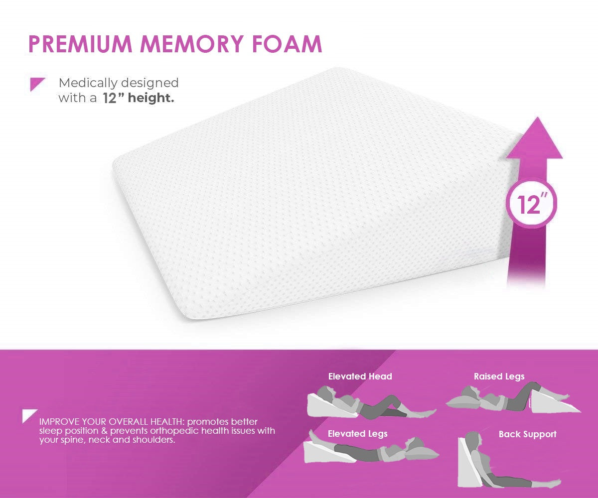 Bed Wedge Pillow with Memory Foam Top - Versatile Body Positioner Relieves Neck and Back Pain - Removable Cover image 4