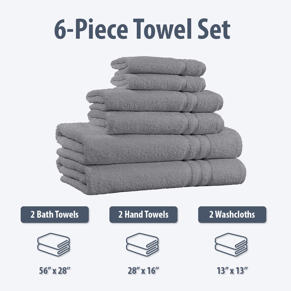 6-Piece 100% Cotton Bath Towel Set image 2