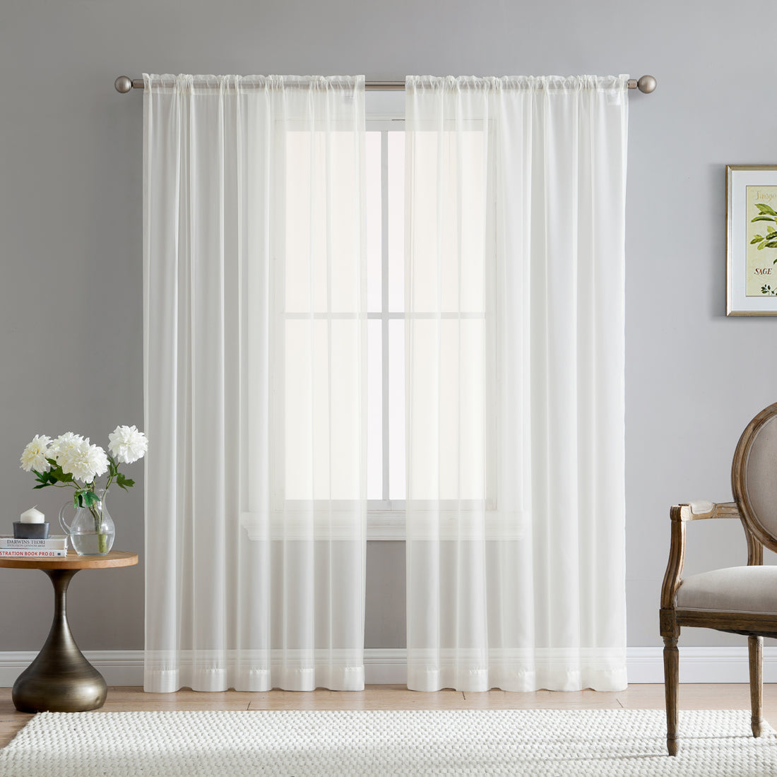Lucento Sheer Voile Rod Pocket Curtain Panels