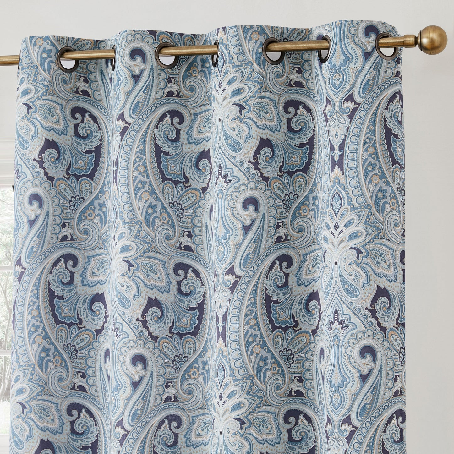 Paris Paisley Floral Room Darkening Grommet Curtain Panels