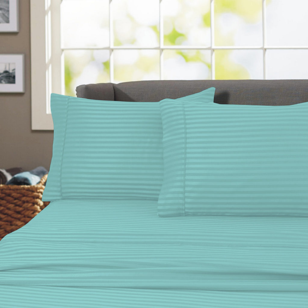 Select Bedding Set 800 Thread Count Egyptian Cotton Aqua Blue Striped US Sizes 