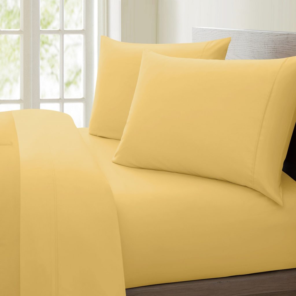 Queen Gold Solid 4 Piece Bed Sheet Set 1000 Thread Count 100% Egyptian Cotton