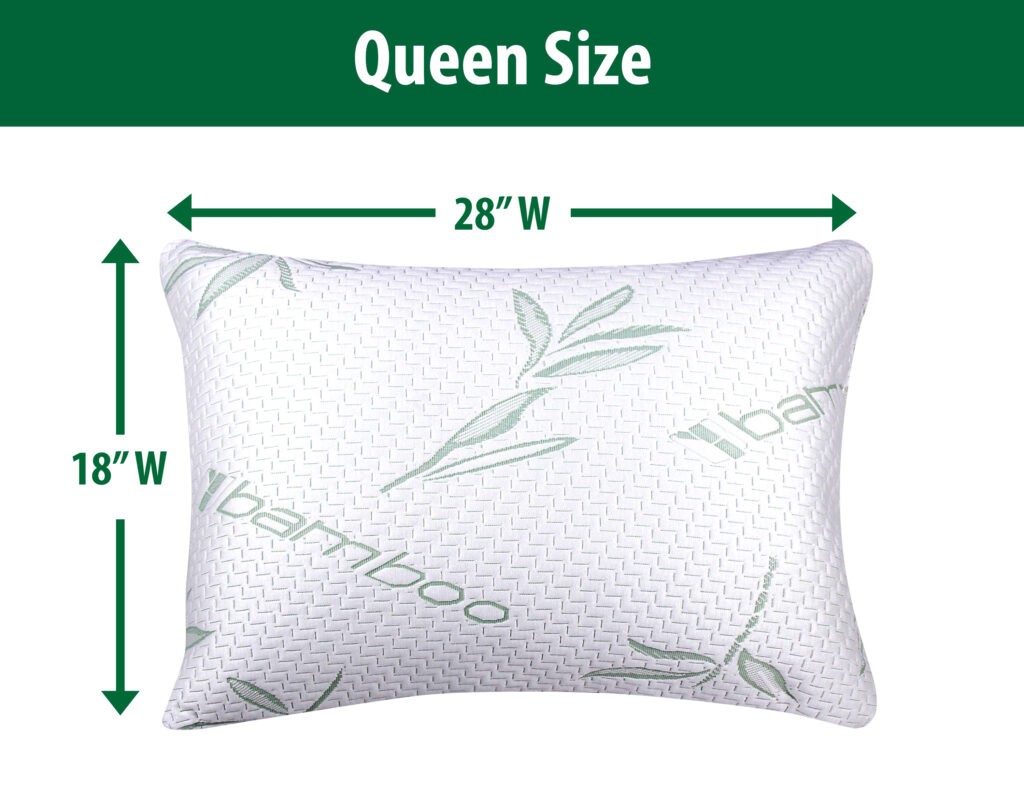 Sweet Home Hypoallergenic Bamboo Memory Foam Pillow Queen 2 Pack w/Carry Bag 