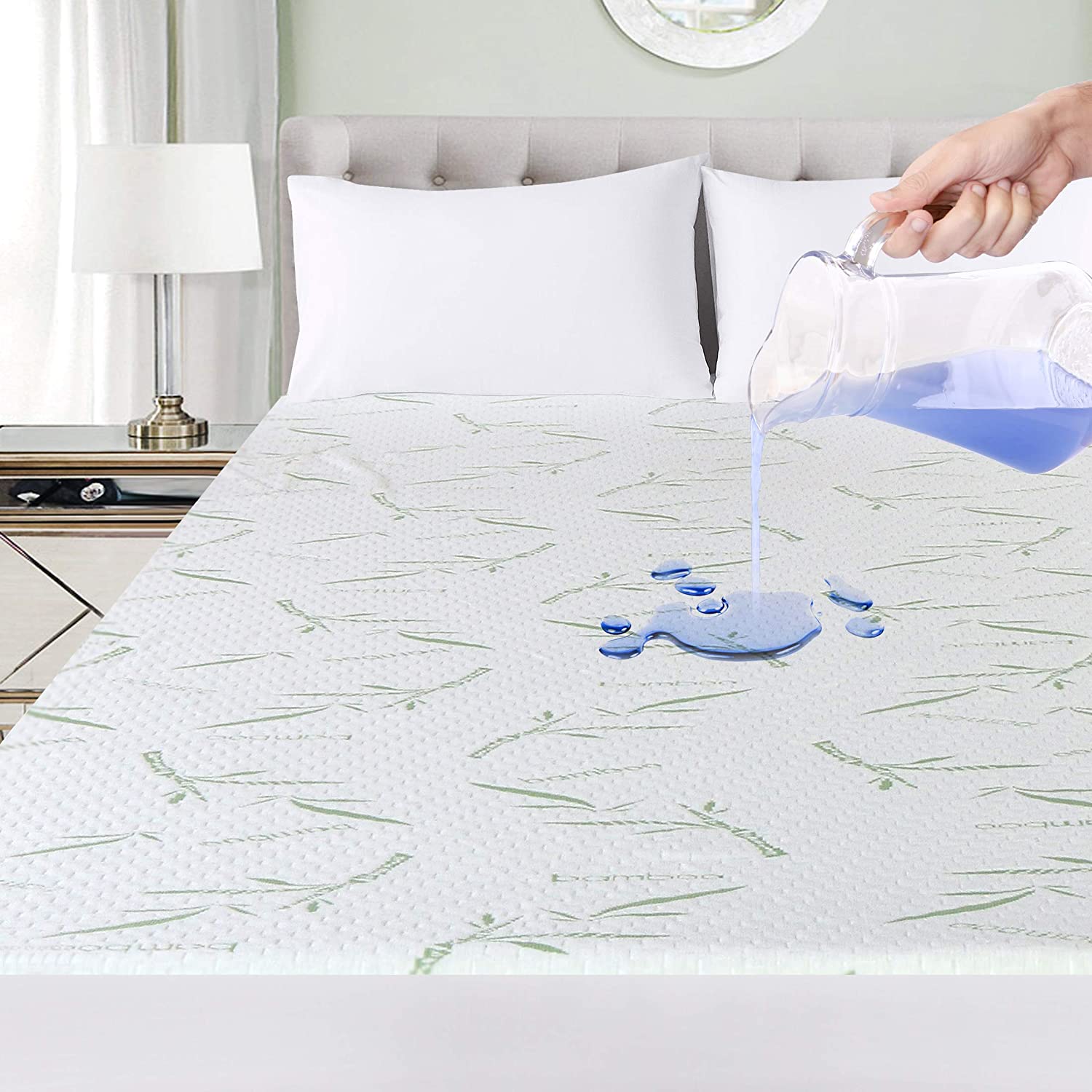Details about   Bamboo Mattress Pad Protector Fitted Breathable Waterproof Deep Cover Polyester 